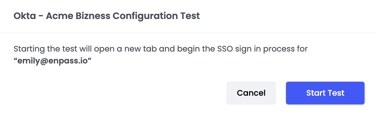 start sso config test